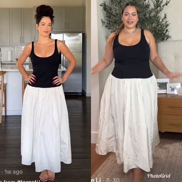 Target Future Collective Sleeveless Contrasting Knit Ankle Dress in Cream Black - Picture 5 of 10